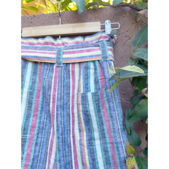 MARINE LAYER NWOT Multicolor Striped Hemp Audrey High Waisted Belted Shorts - Picture 9 of 10